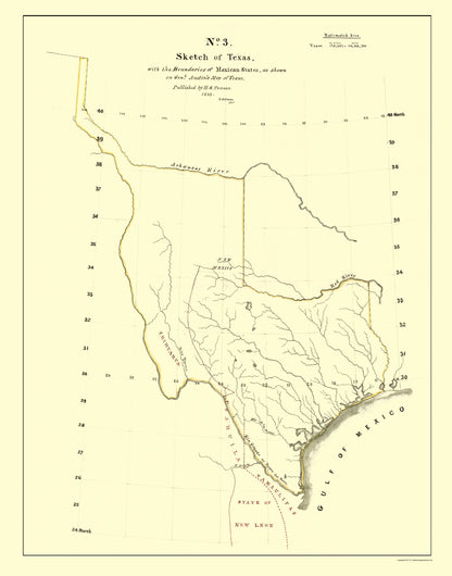 Historic State Map - Texas - Tanner 1839 - 23 x 29.28 - Vintage Wall Art