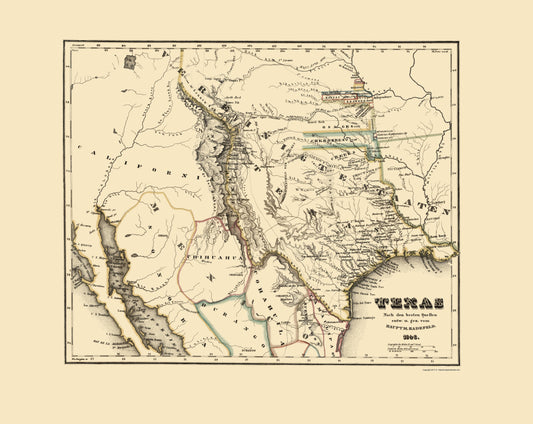 Historic State Map - Texas Republic - Meyer 1846 - 23 x 28.92 - Vintage Wall Art