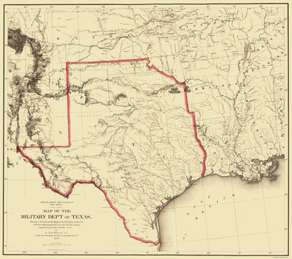 Historic State Map - Texas Territory - Humphreys 1859 - 23 x 25.93 - Vintage Wall Art