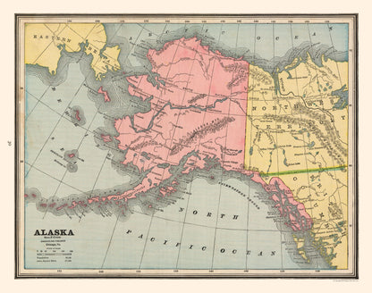 Historic State Map - Alaska - Cram 1888 - 29.14 x 23 - Vintage Wall Art