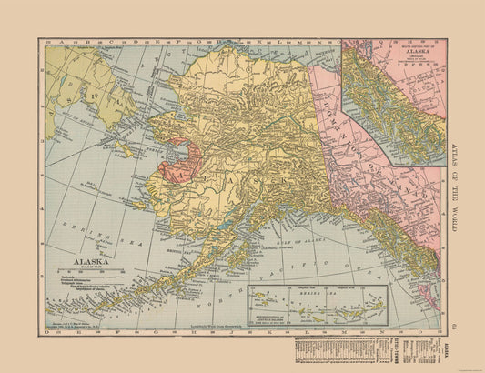 Historic State Map - Alaska - Hammond 1910 - 29.90 x 23 - Vintage Wall Art