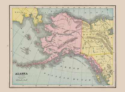 Historic State Map - Alaska - Cram 1892 - 31.05 x 23 - Vintage Wall Art