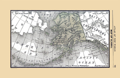 Historic State Map - Alaska - Alden 1886 - 35.25 x 23 - Vintage Wall Art
