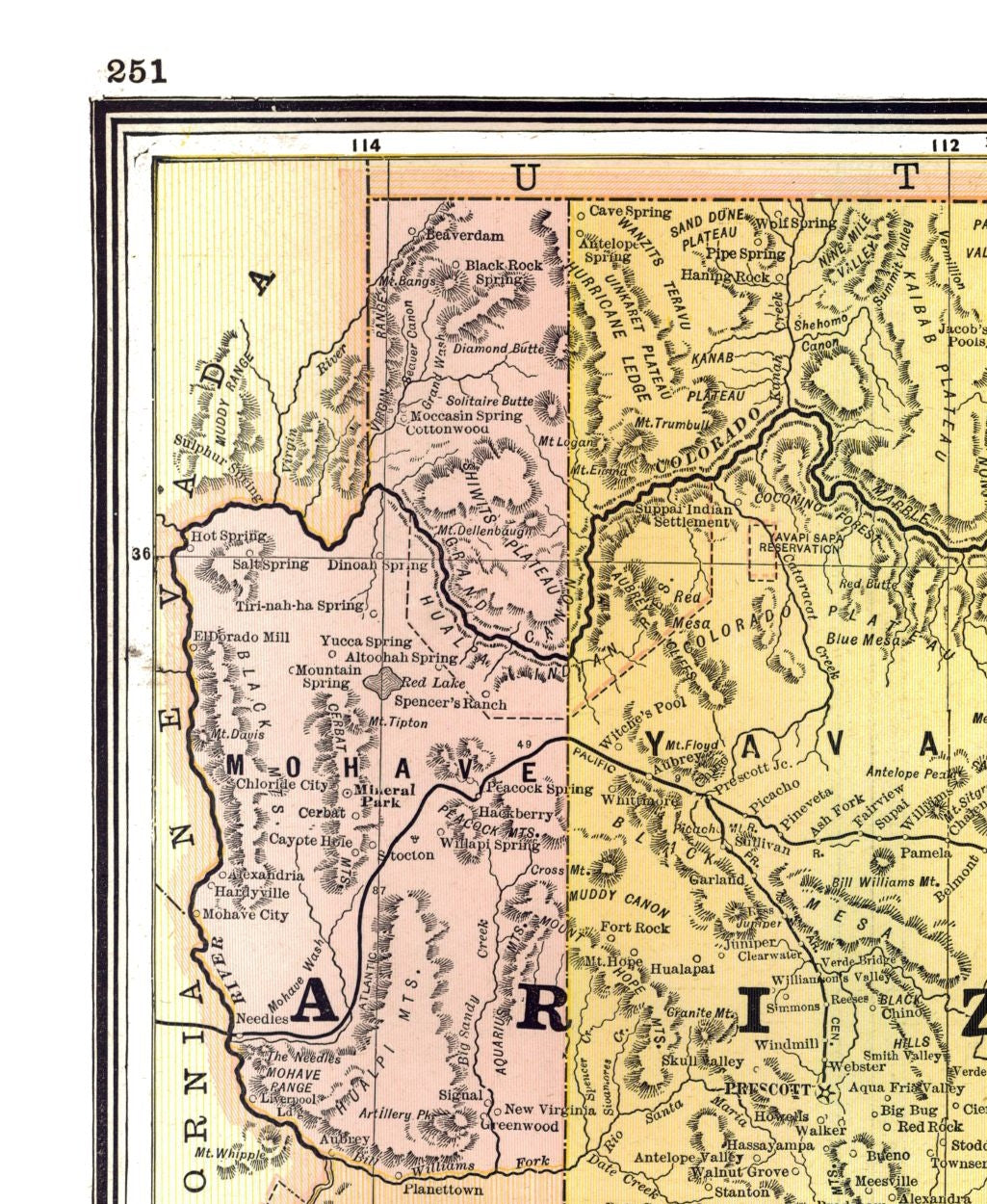 Historic State Map - Arizona - Johnson 1888 - 23 x 28.03 - Vintage Wall Art