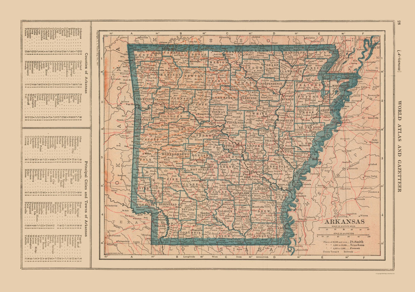 Historic State Map - Arkansas - Reynold 1921 - 32.58 x 23 - Vintage Wall Art