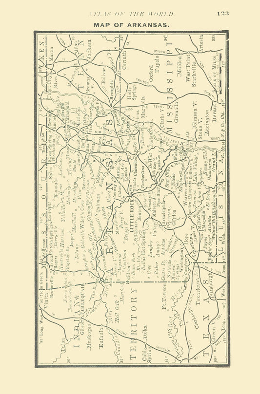 Historic State Map - Arkansas - Alden 1886 - 23 x 34.91 - Vintage Wall Art