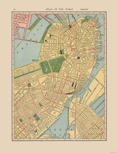 Historic City Map - Boston Massachusetts - Hammond 1910 - 23 x 29.66 - Vintage Wall Art