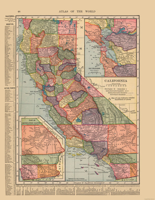 Historic State Map - California - Hammond 1910 - 23 x 29.78 - Vintage Wall Art