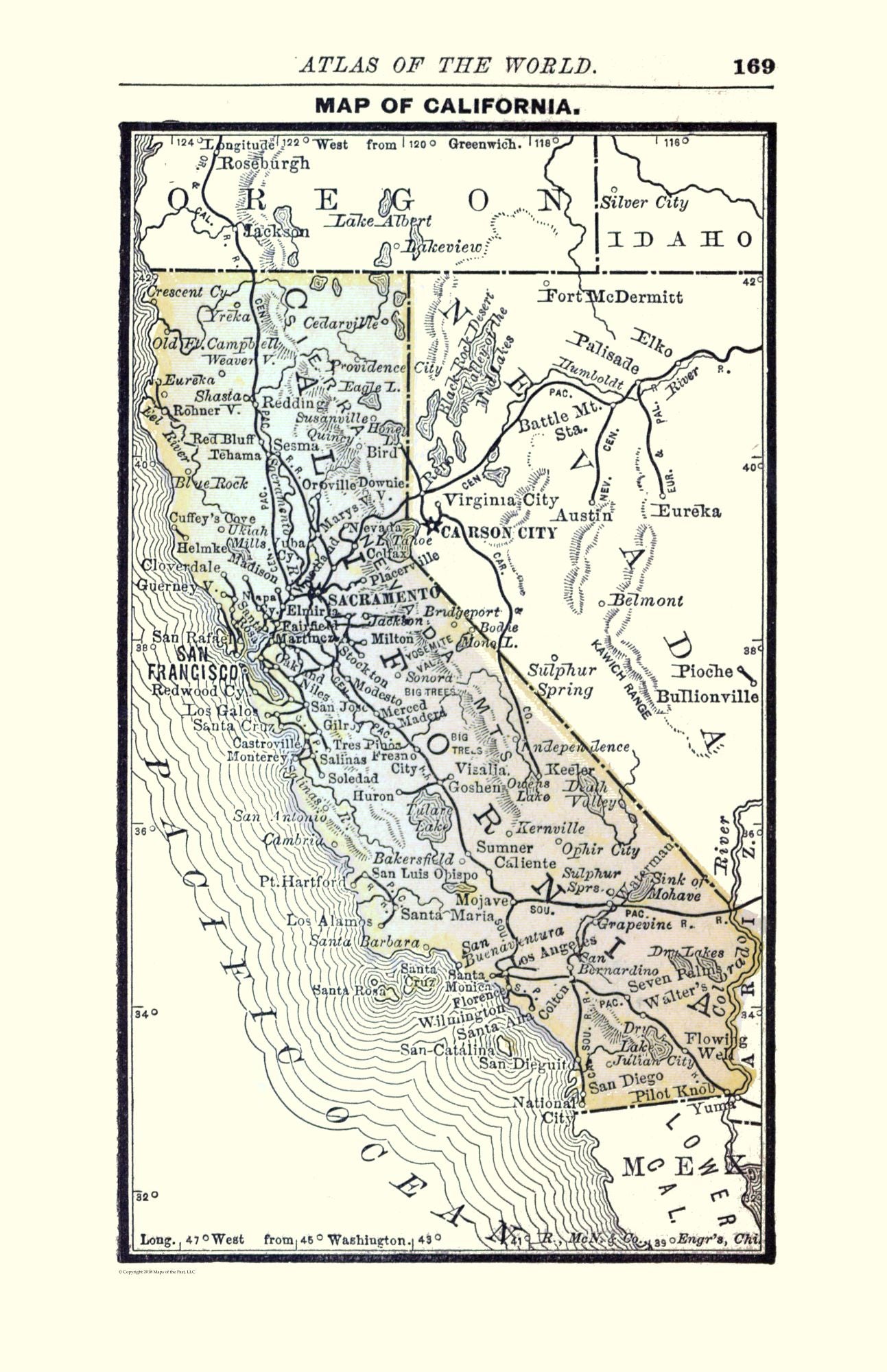 Historic State Map - California - Alden 1886 - 23 x 35.58 - Vintage Wall Art