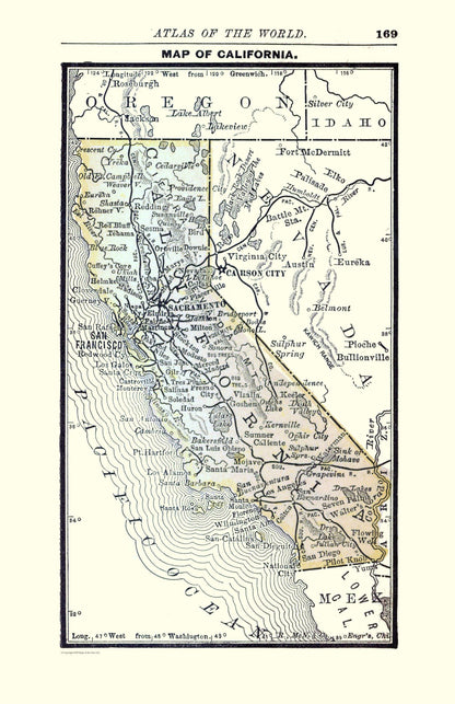 Historic State Map - California - Alden 1886 - 23 x 35.58 - Vintage Wall Art