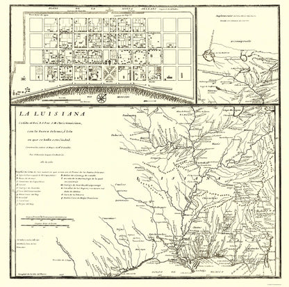 Historic State Map - Mississippi River Valley - Machuca 1762 - 23 x 23.20 - Vintage Wall Art