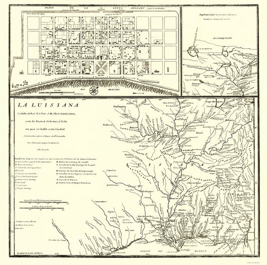 Historic State Map - Mississippi River Valley - Machuca 1762 - 23 x 23.20 - Vintage Wall Art