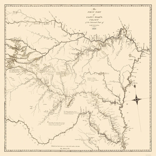 Historic State Map - Louisiana Purchase Capt Pikes Chart 1 - Nau 1810 - 23 x 23 - Vintage Wall Art