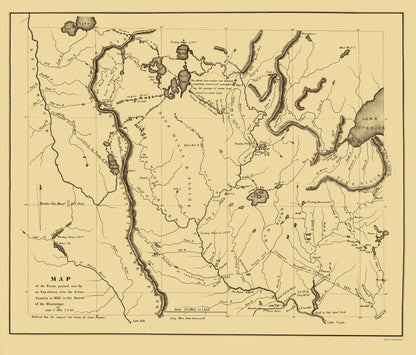 Historic State Map - Indian Country Expedition - Schoolcraft 1832 - 23 x 26 - Vintage Wall Art