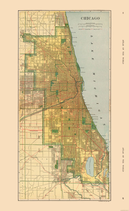 Historic City Map - Chicago  Illinois - Hammond 1910 - 23 x 37.56 - Vintage Wall Art