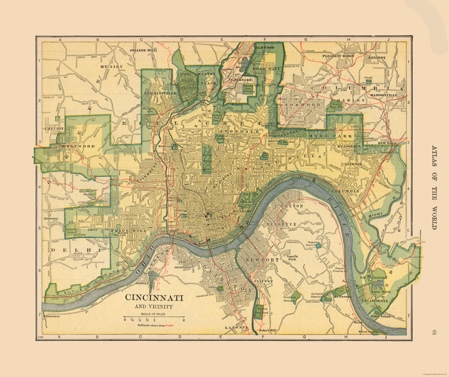 Historic City Map - Cincinnati Ohio - Hammond 1910 - 27.38 x 23 - Vintage Wall Art