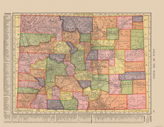 Historic State Map - Colorado - Hammond 1910 - 29.76 x 23 - Vintage Wall Art