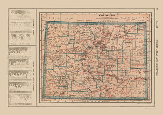 Historic State Map - Colorado - Reynold 1921 - 32.53 x 23 - Vintage Wall Art