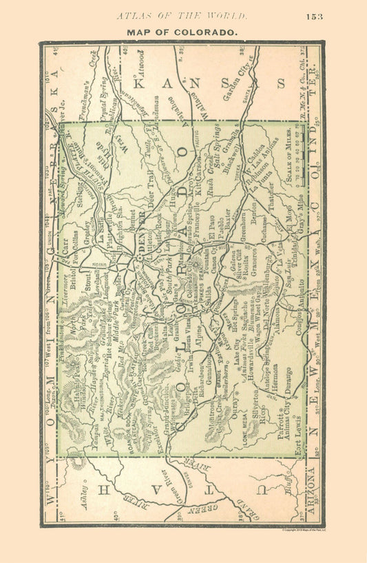 Historic State Map - Colorado - Alden 1886 - 23 x 35.24 - Vintage Wall Art