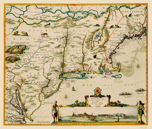 Historic Nautical Map - Chesapeake Bay Maine 1685 - 23 x 27 - Vintage Wall Art