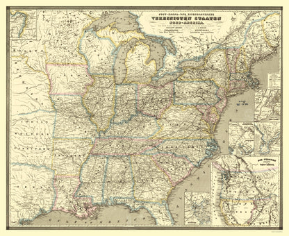 Historic State Map - United States Eastern - Weik 1855 - 23 x 28.13 - Vintage Wall Art