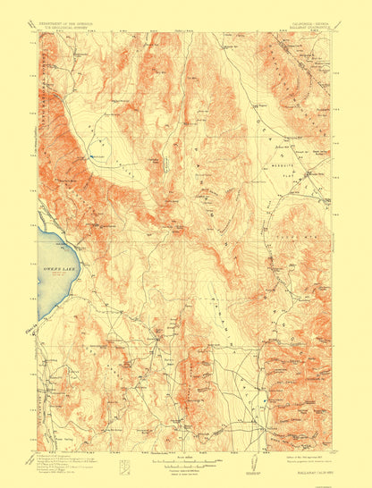 Topographical Map - Ballarat Nevada California Quad - USGS 1913 - 23 x 30.21 - Vintage Wall Art