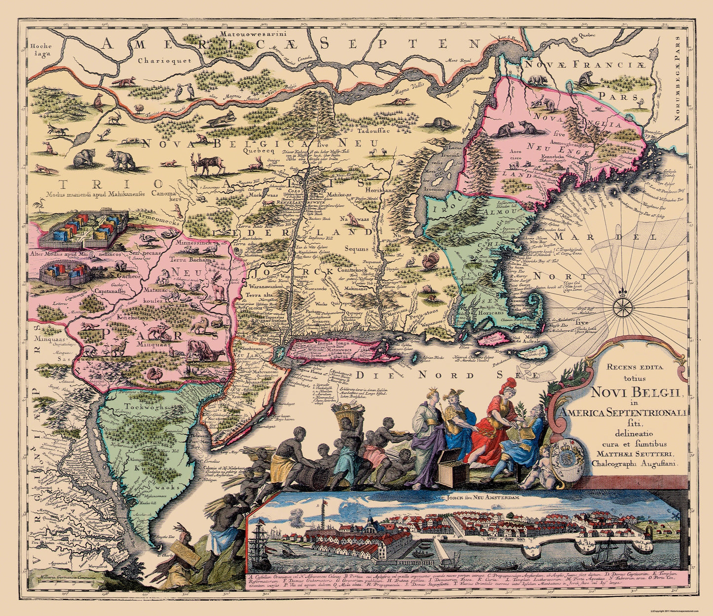 Historic State Map - America Septentrionali - 1751 - 26.63 x 23 - Vintage Wall Art