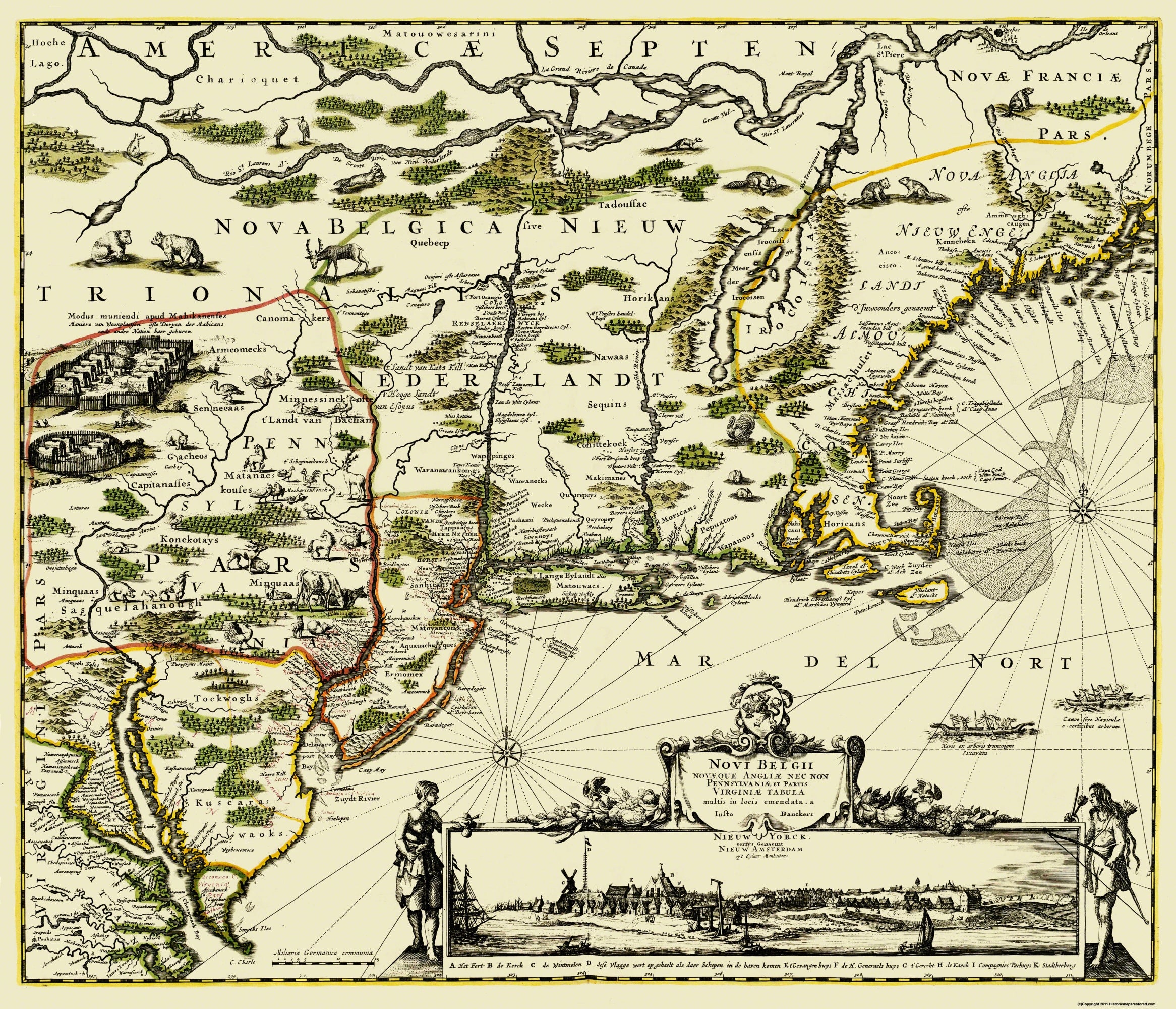 Historic State Map - New England Original Colonies - 1673 - 26.81 x 23 ...