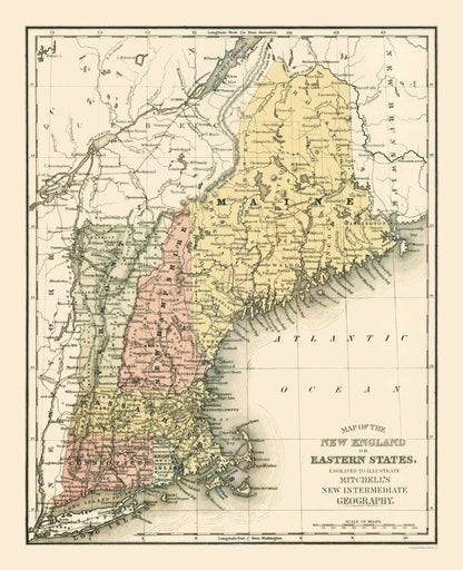 Historic State Map - United States Eastern - Mitchell 1877 - 23 x 28.31 - Vintage Wall Art