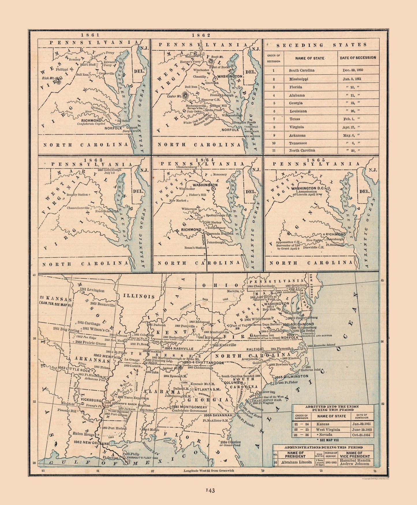 Historic State Map - United States 19th Century - Cram 1888 - 23 x 27.86 - Vintage Wall Art