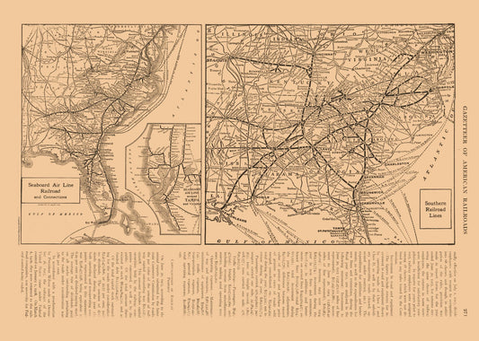 Railroad Map - United States Southern Railroads - Reynold 1921 - 32.26 x 23 - Vintage Wall Art