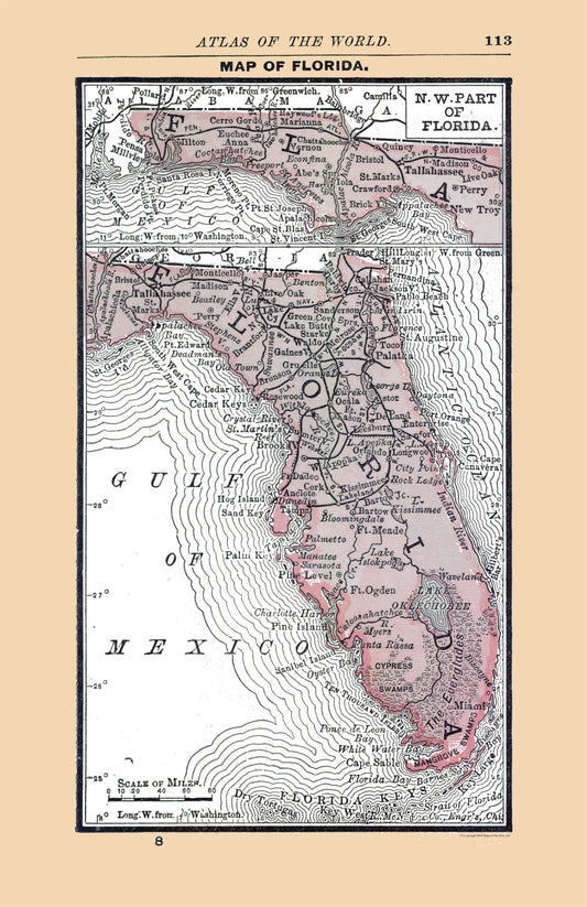 Historic State Map - Florida - Alden 1886 - 23 x 35.49 - Vintage Wall Art