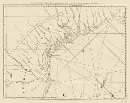 Historic Nautical Map - Louisiana New Leon West Coast - Jefferys 1775 - 23 x 29.16 - Vintage Wall Art