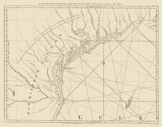 Historic Nautical Map - Louisiana New Leon West Coast - Jefferys 1775 - 23 x 29.16 - Vintage Wall Art