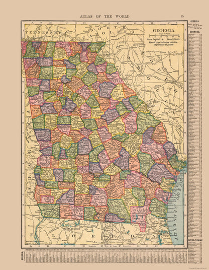 Historic State Map - Georgia - Hammond 1910 - 23 x 29.66 - Vintage Wall Art