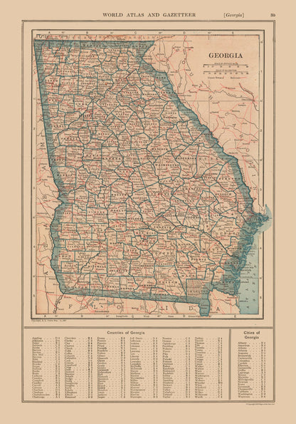 Historic State Map - Georgia - Reynold 1921 - 23 x 32.90 - Vintage Wall Art