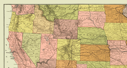 Railroad Map - Great Kennesaw Railroad Route - Matthews 1890 - 23 x 42.70 - Vintage Wall Art