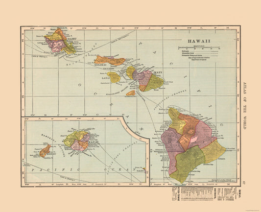 Historic State Map - Hawaii - Hammond 1910 - 28.35 x 23 - Vintage Wall Art