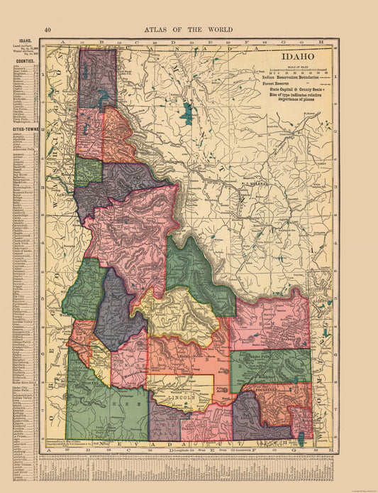 Historic State Map - Idaho - Hammond 1910 - 23 x 29.94 - Vintage Wall Art