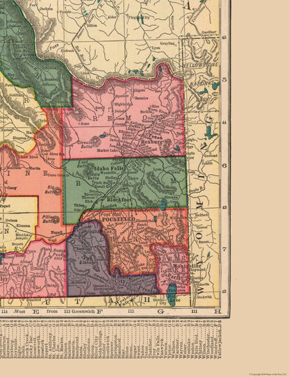 Historic State Map - Idaho - Hammond 1910 - 23 x 29.94 - Vintage Wall Art