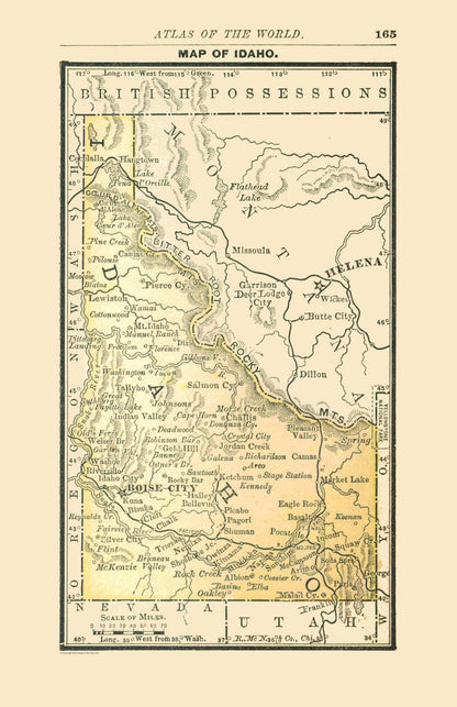 Historic State Map - Idaho - Alden 1886 - 23 x 35.55 - Vintage Wall Art