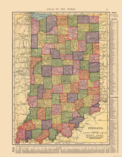 Historic State Map - Indiana - Hammond 1910 -23 x 29.65 - Vintage Wall Art