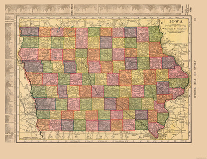 Historic State Map - Iowa - Hammond 1910 - 29.77 x 23 - Vintage Wall Art