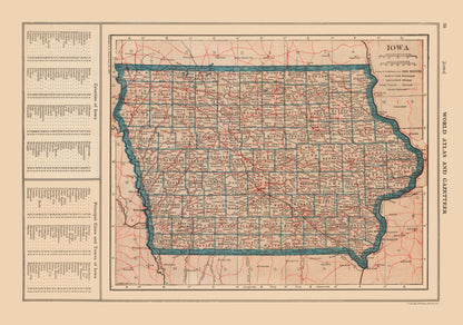 Historic State Map - Iowa - Reynold 1921 - 32.72 x 23 - Vintage Wall Art