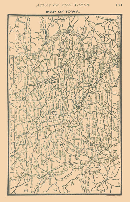 Historic State Map - Iowa - Alden 1886 - 23 x 35.74 - Vintage Wall Art