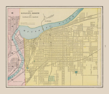 Historic City Map - Kansas City  Missouri - Cram 1892 - 26.58 x 23 - Vintage Wall Art