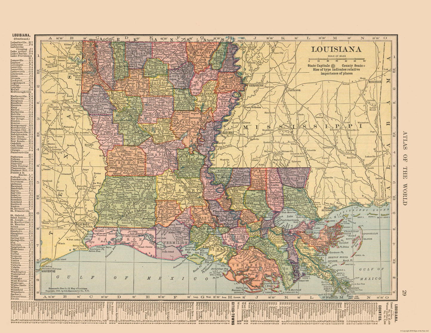 Historic State Map - Louisiana - Hammond 1910 - 29.76 x 23 - Vintage Wall Art