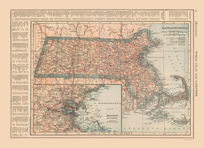 Historic State Map - Massachusetts - Reynold 1921 - 31.73 x 23 - Vintage Wall Art