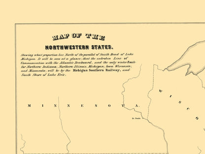 Railroad Map - Michigan Southern Railroad - Jervis 1850 - 23 x 30 - Vintage Wall Art