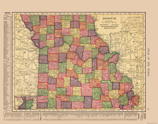 Historic State Map - Missouri - Hammond 1910 - 29.24 x 23 - Vintage Wall Art